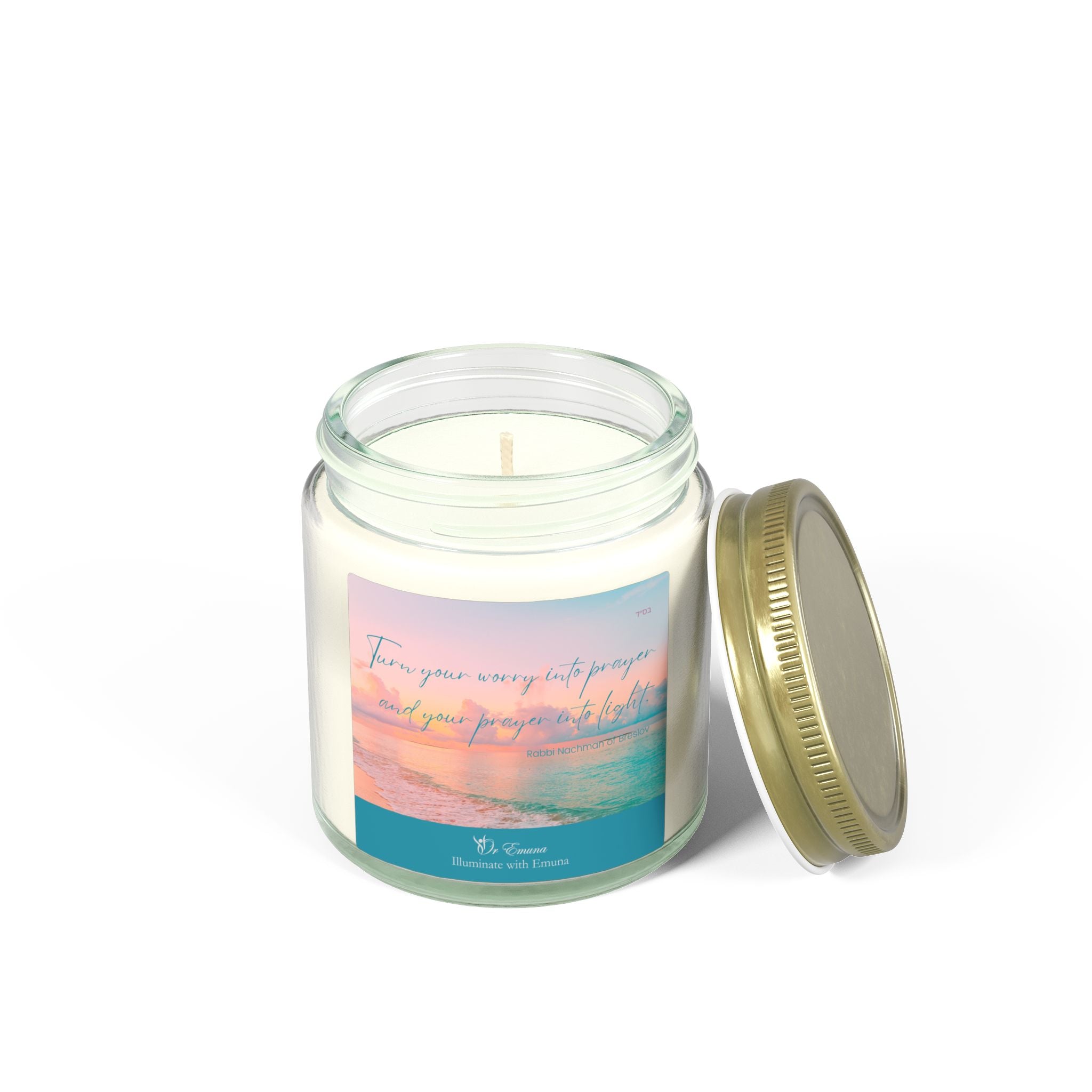 Scented Candle — Coconut Apricot Wax (4oz/9oz) | "Turn Your Worry Into Prayer" Beach Jar