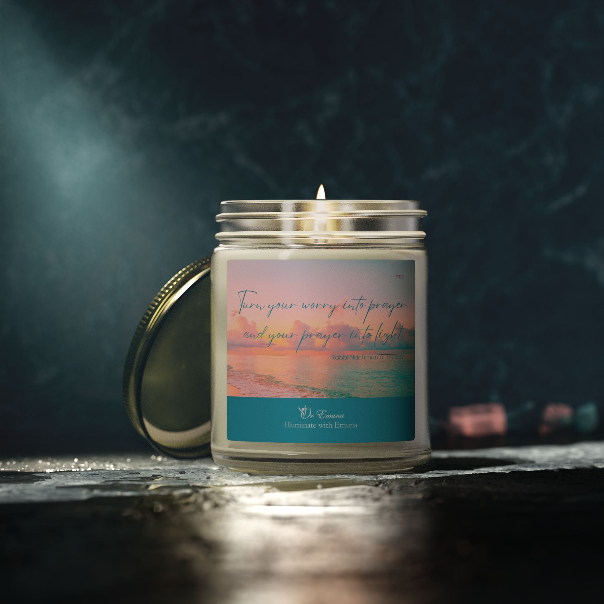 Scented Candle — Coconut Apricot Wax (4oz/9oz) | "Turn Your Worry Into Prayer" Beach Jar