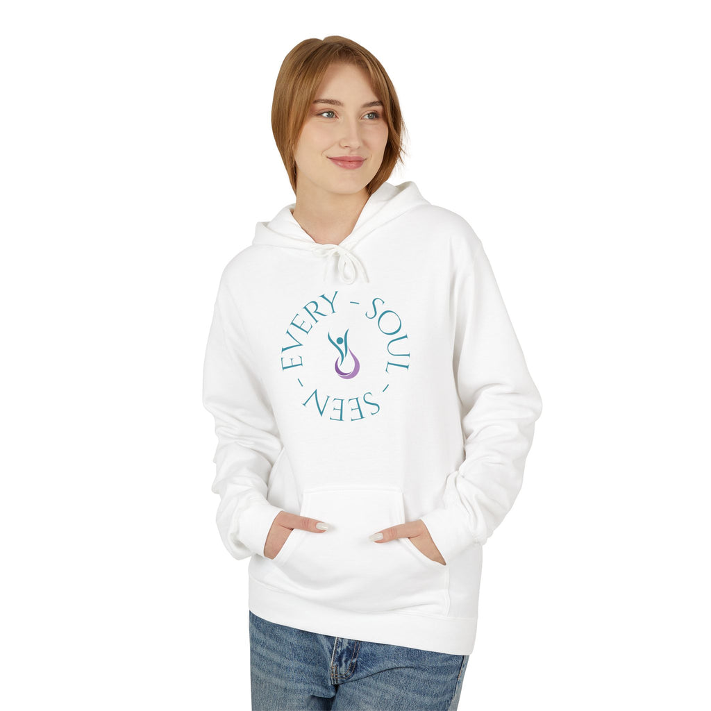 Every Soul Seen Hoodie (Design on Front) — Minimal Spiritual Comfort Hoodie