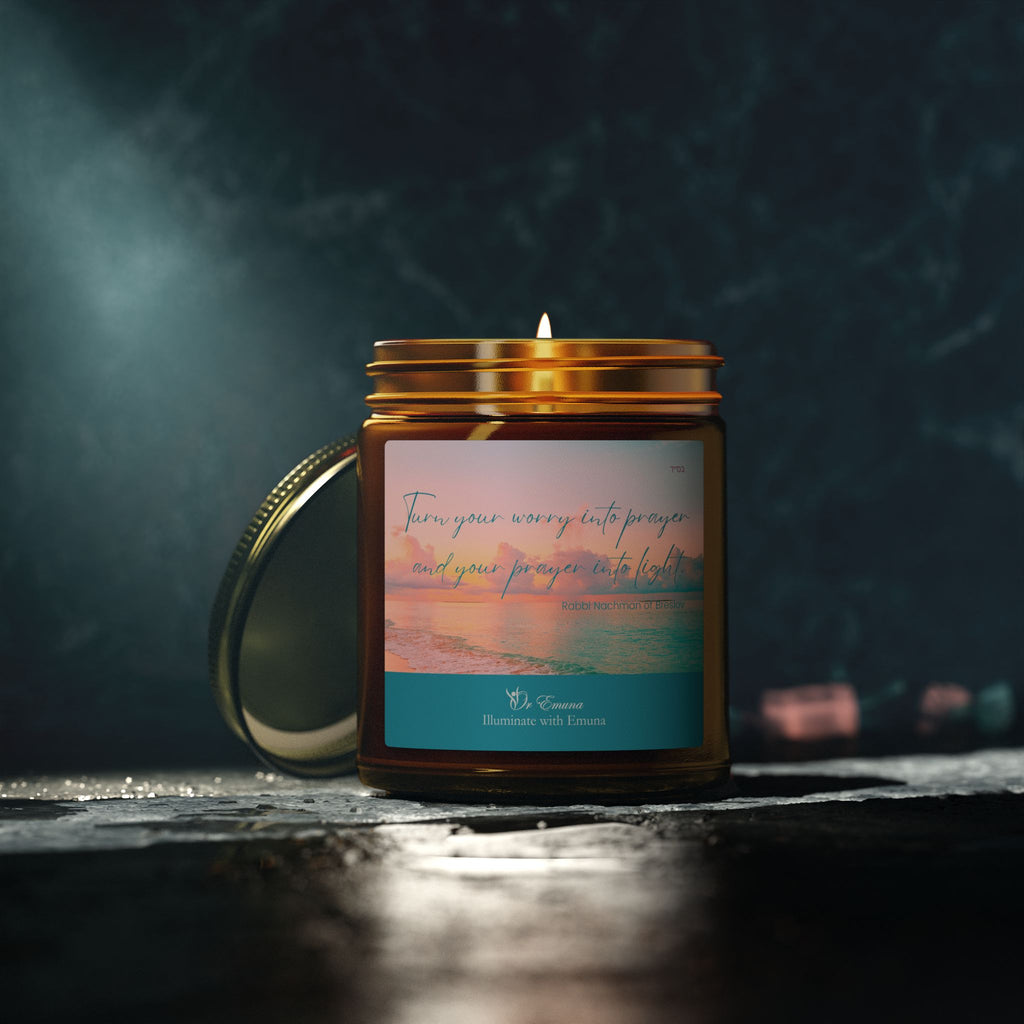 Scented Candle — Coconut Apricot Wax (4oz/9oz) | "Turn Your Worry Into Prayer" Beach Jar