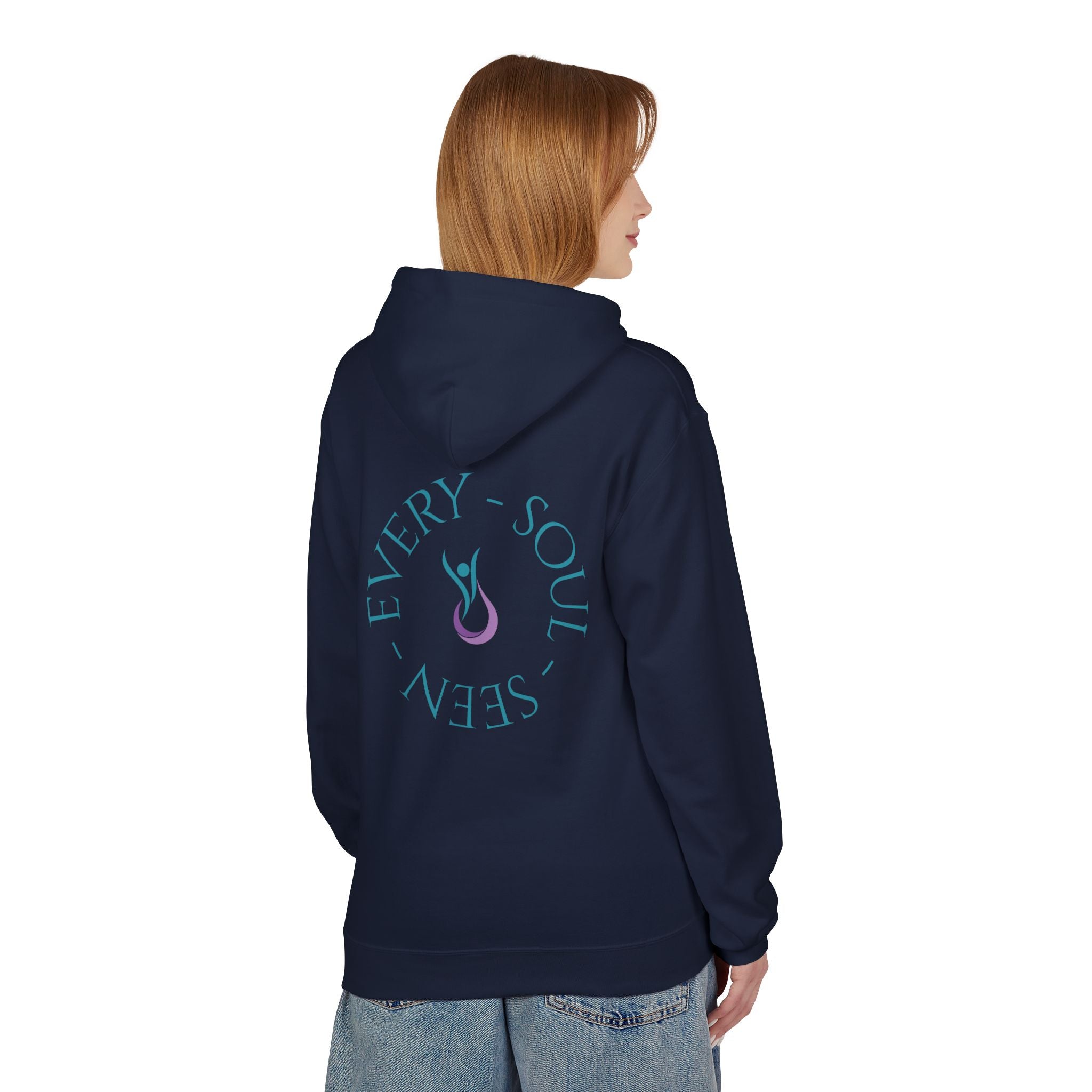 Every Soul Seen Hoodie (Design on Back) — Minimal Spiritual Comfort Hoodie