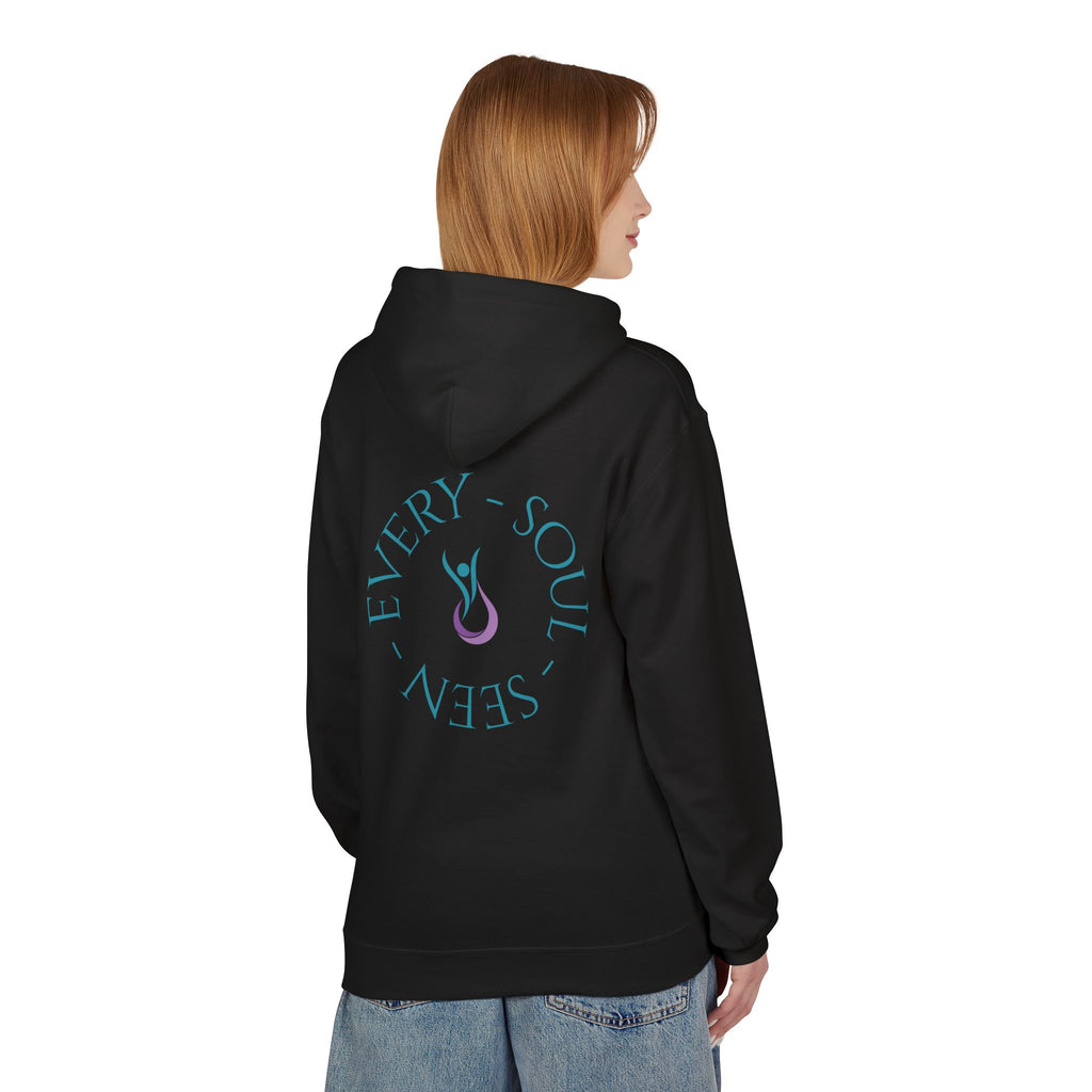 Every Soul Seen Hoodie (Design on Back) — Minimal Spiritual Comfort Hoodie