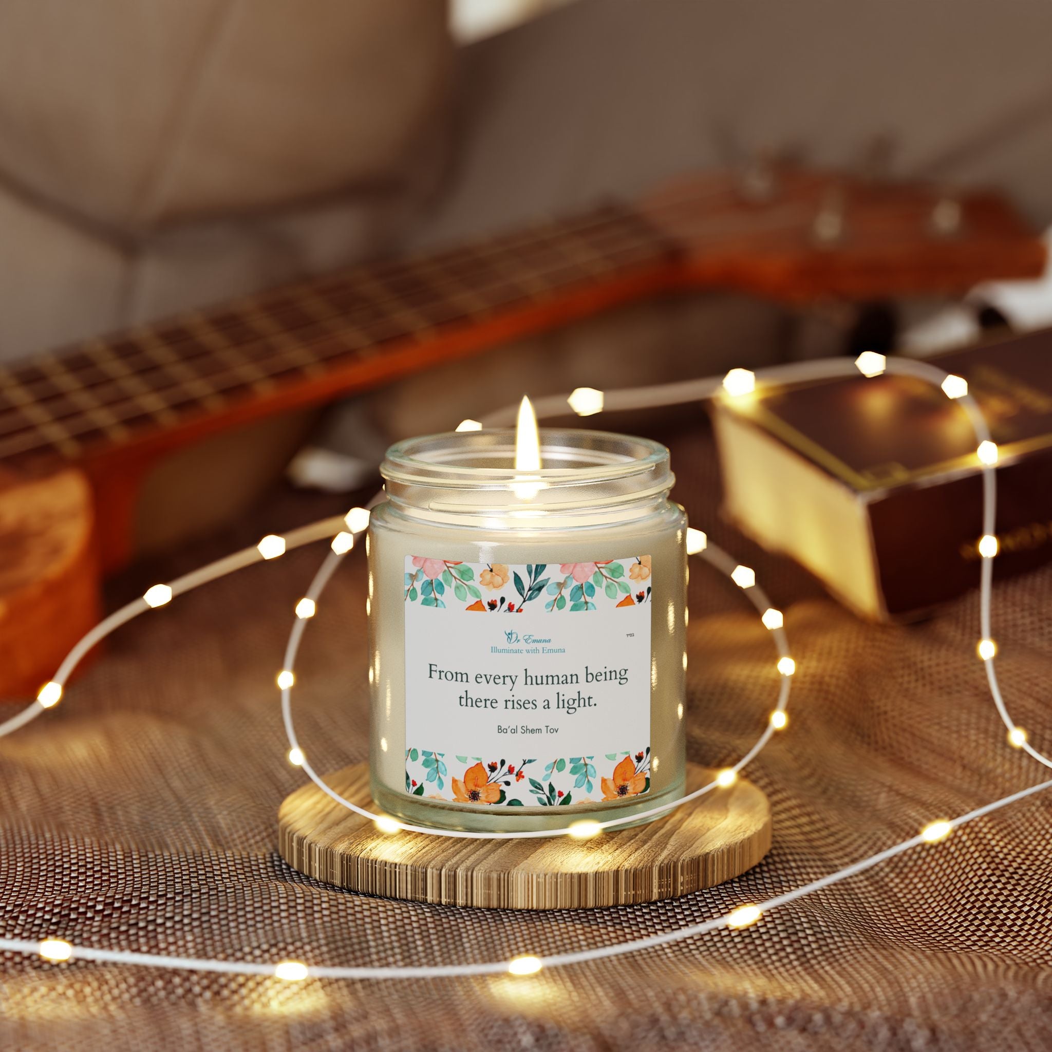 Scented Candle — Coconut Apricot Wax (4oz/9oz) | "From every human being there rises a light" Floral Jar