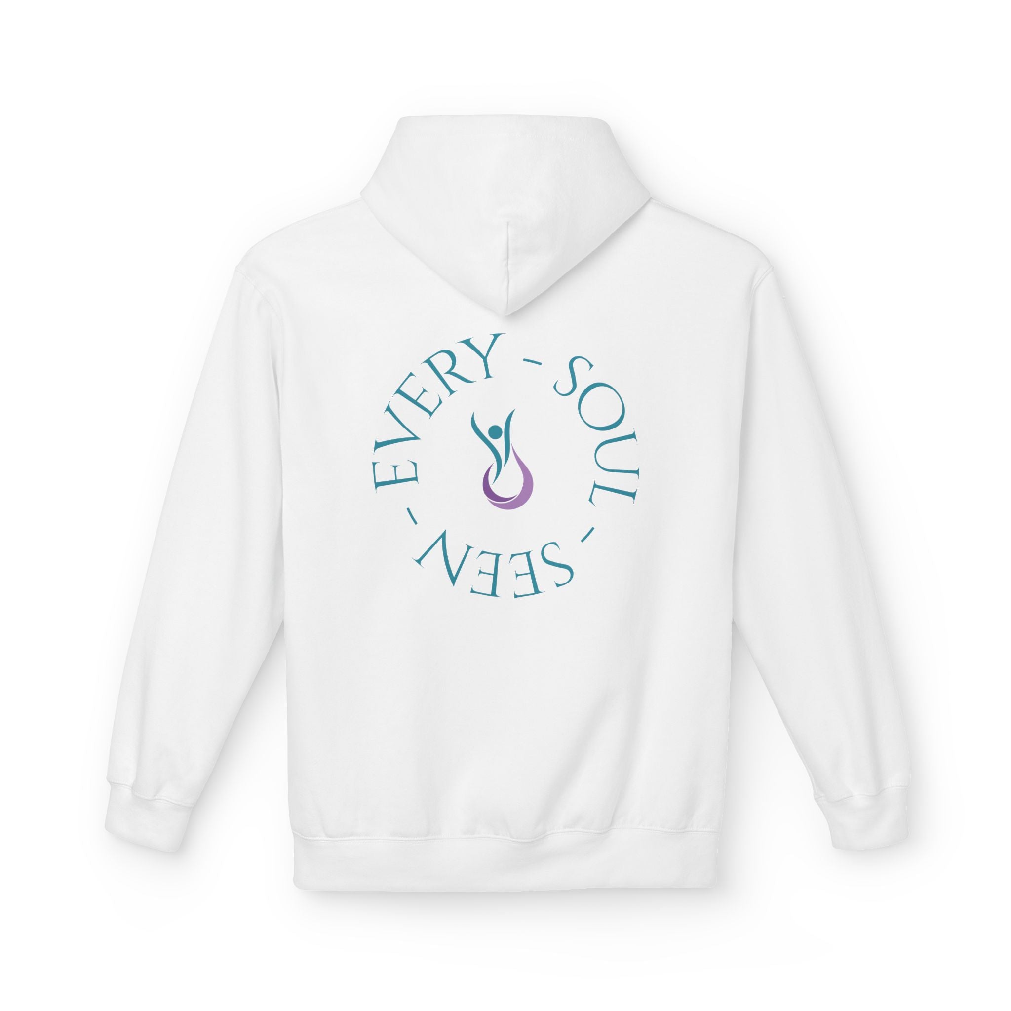 Every Soul Seen Hoodie (Design on Back) — Minimal Spiritual Comfort Hoodie