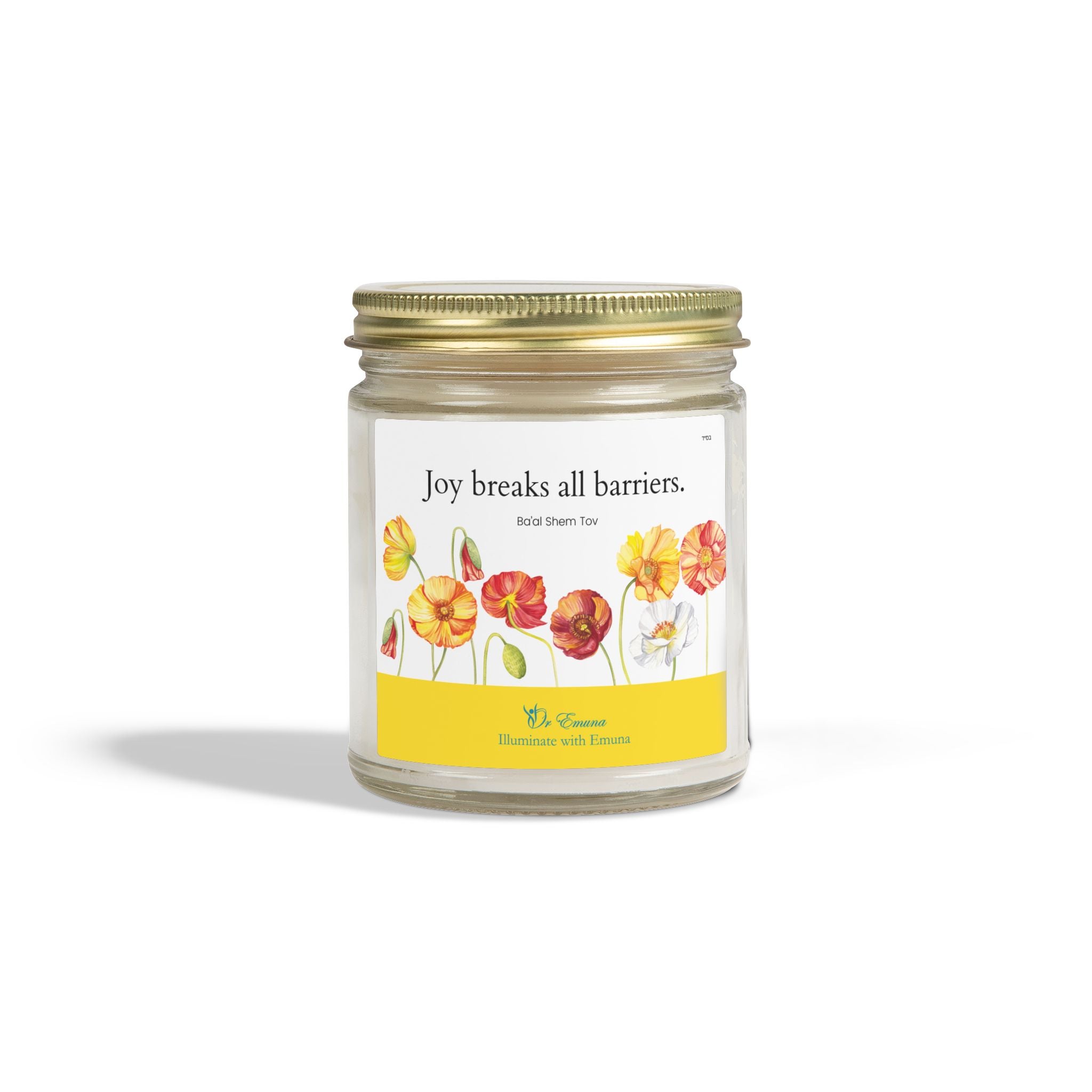 Scented Candle — Coconut Apricot Wax (4oz/9oz) | "Joy Breaks All Barriers" Floral Jar