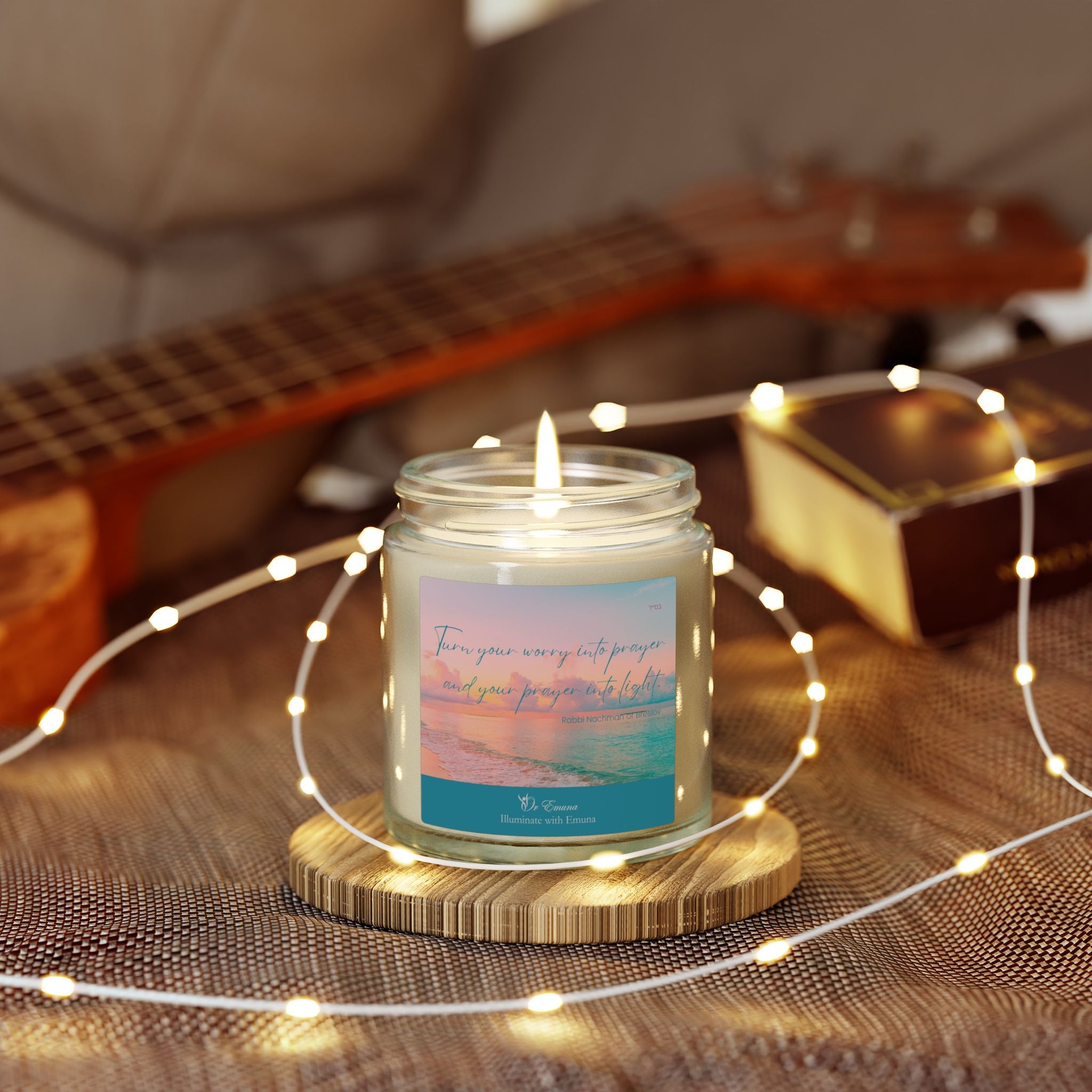 Scented Candle — Coconut Apricot Wax (4oz/9oz) | "Turn Your Worry Into Prayer" Beach Jar