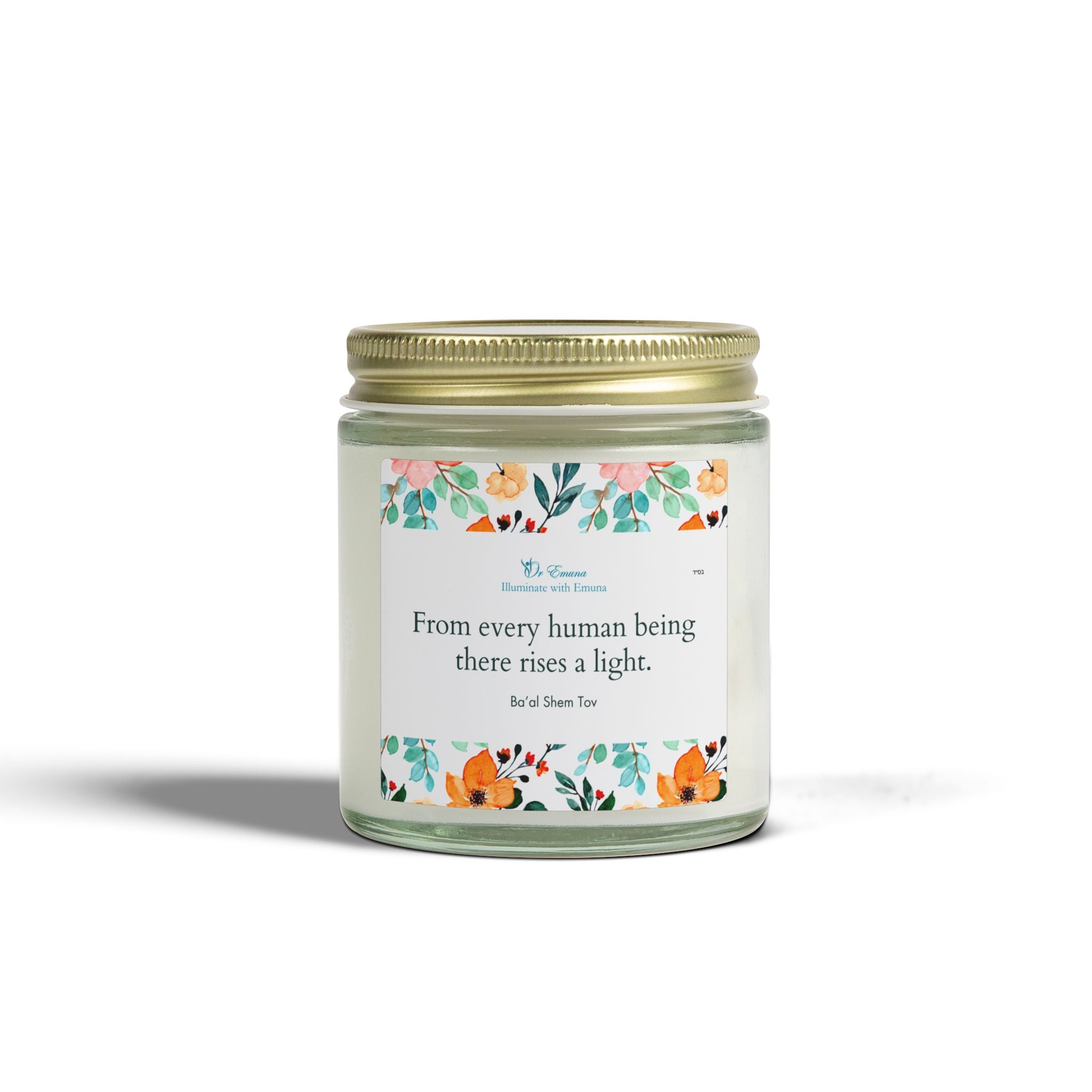 Scented Candle — Coconut Apricot Wax (4oz/9oz) | "From every human being there rises a light" Floral Jar