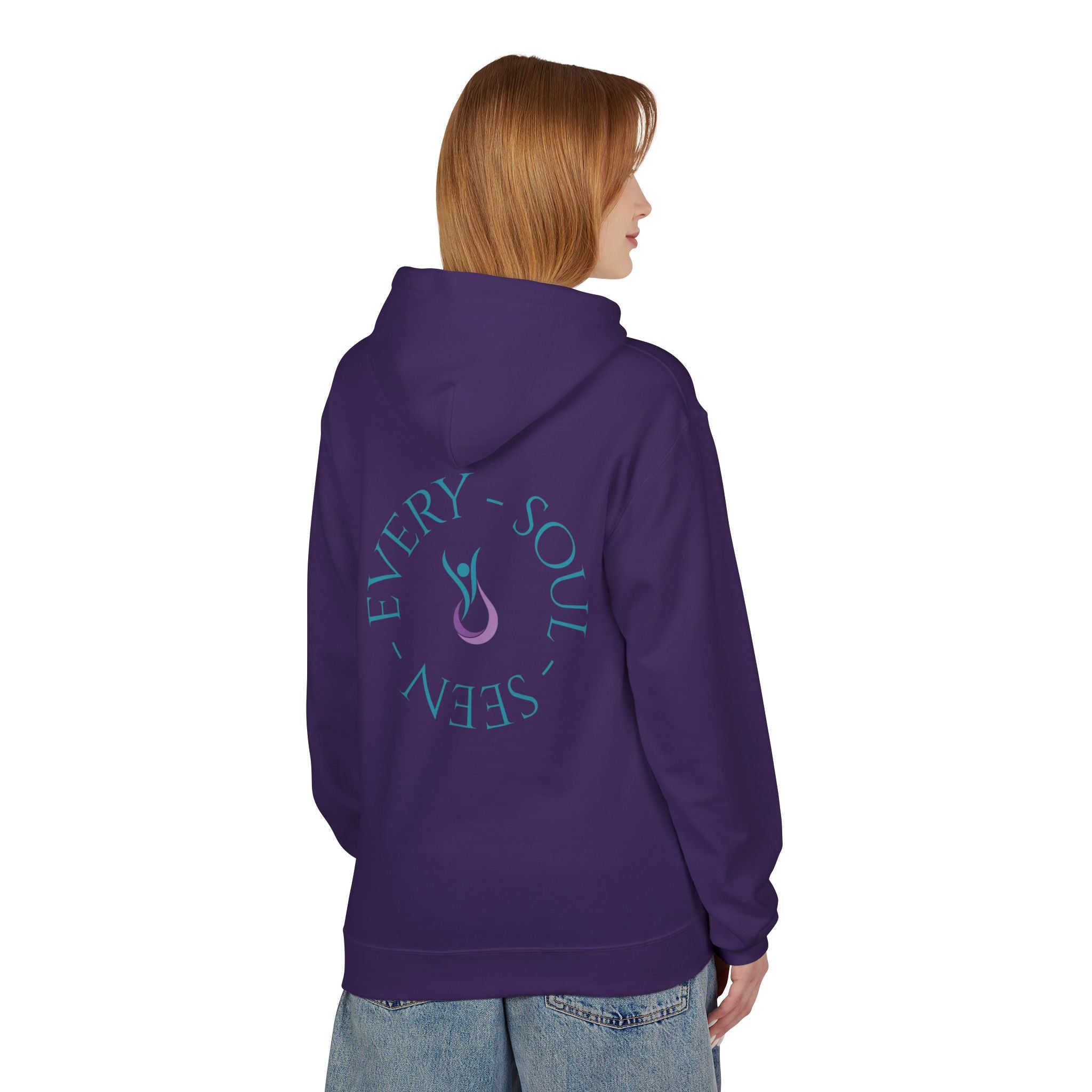 Every Soul Seen Hoodie (Design on Back) — Minimal Spiritual Comfort Hoodie