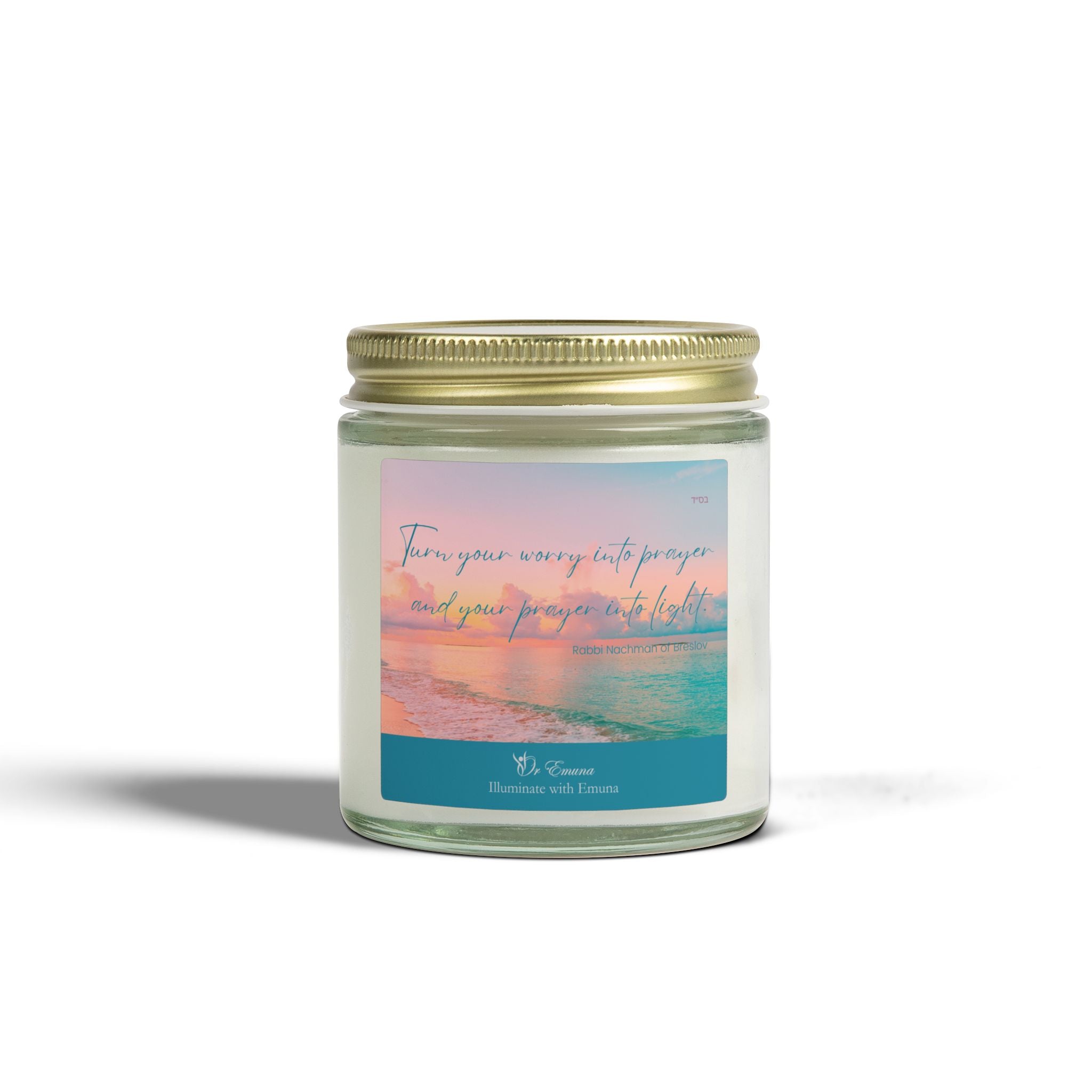Scented Candle — Coconut Apricot Wax (4oz/9oz) | "Turn Your Worry Into Prayer" Beach Jar
