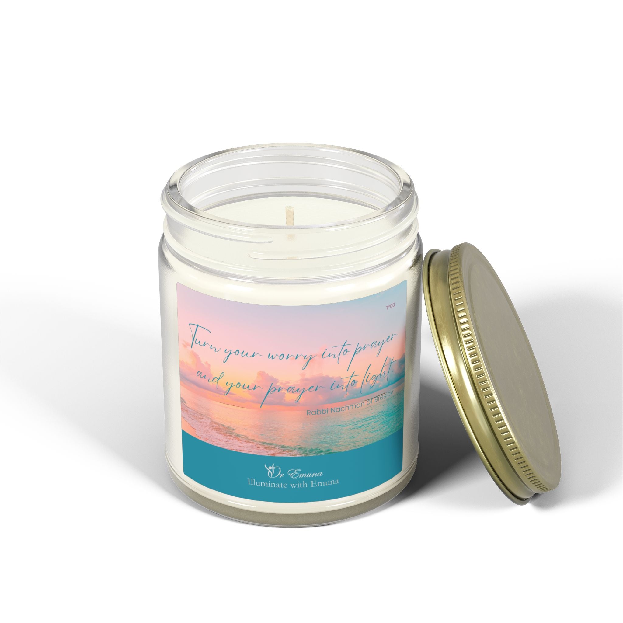 Scented Candle — Coconut Apricot Wax (4oz/9oz) | "Turn Your Worry Into Prayer" Beach Jar