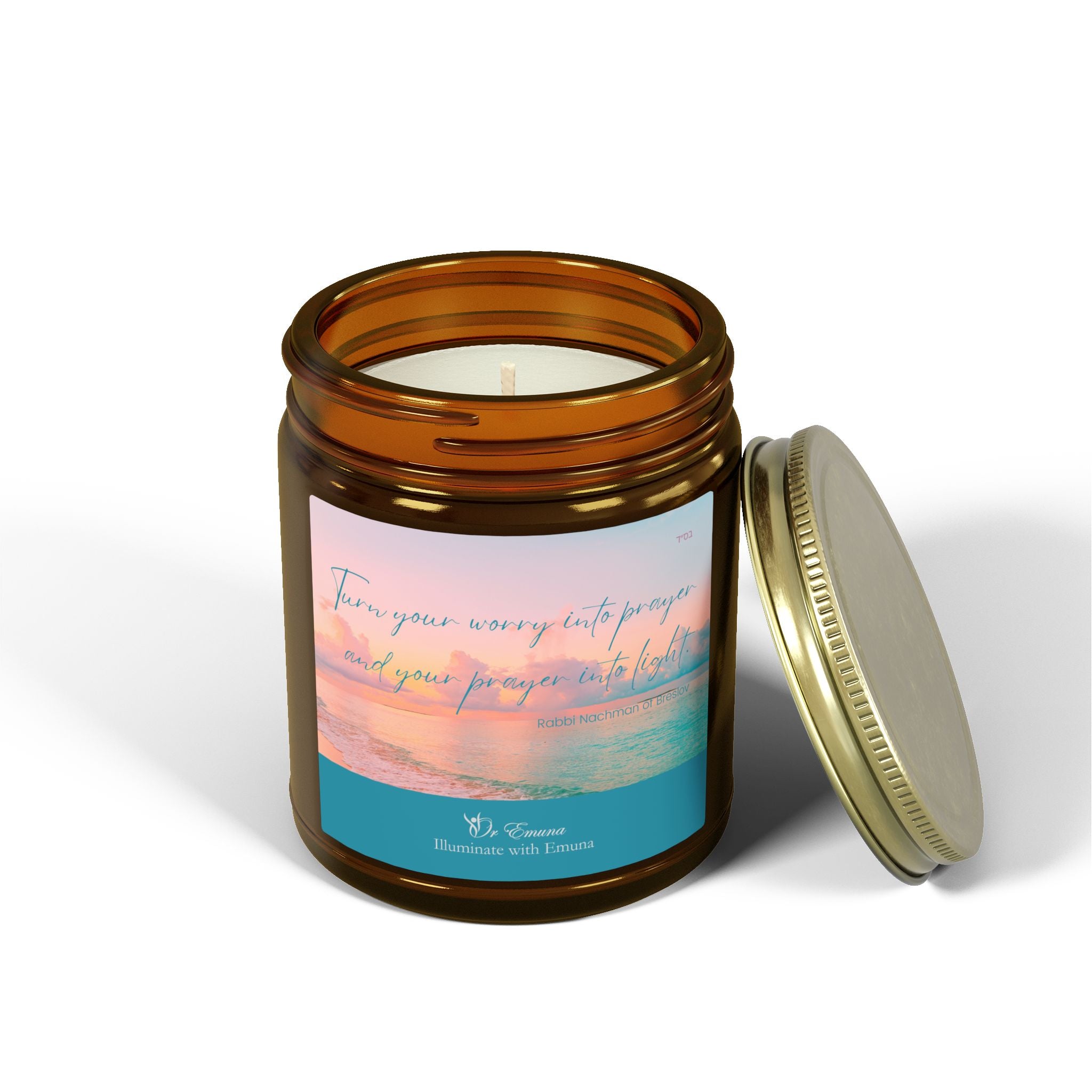 Scented Candle — Coconut Apricot Wax (4oz/9oz) | "Turn Your Worry Into Prayer" Beach Jar
