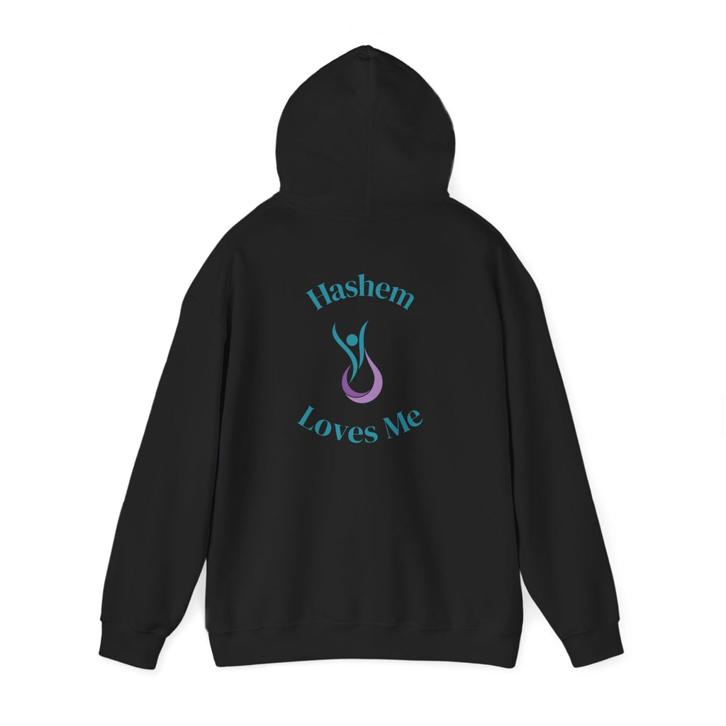 "Hashem Loves Me" Hoodie (Design on Back) — Spiritual Jewish Faith Pullover