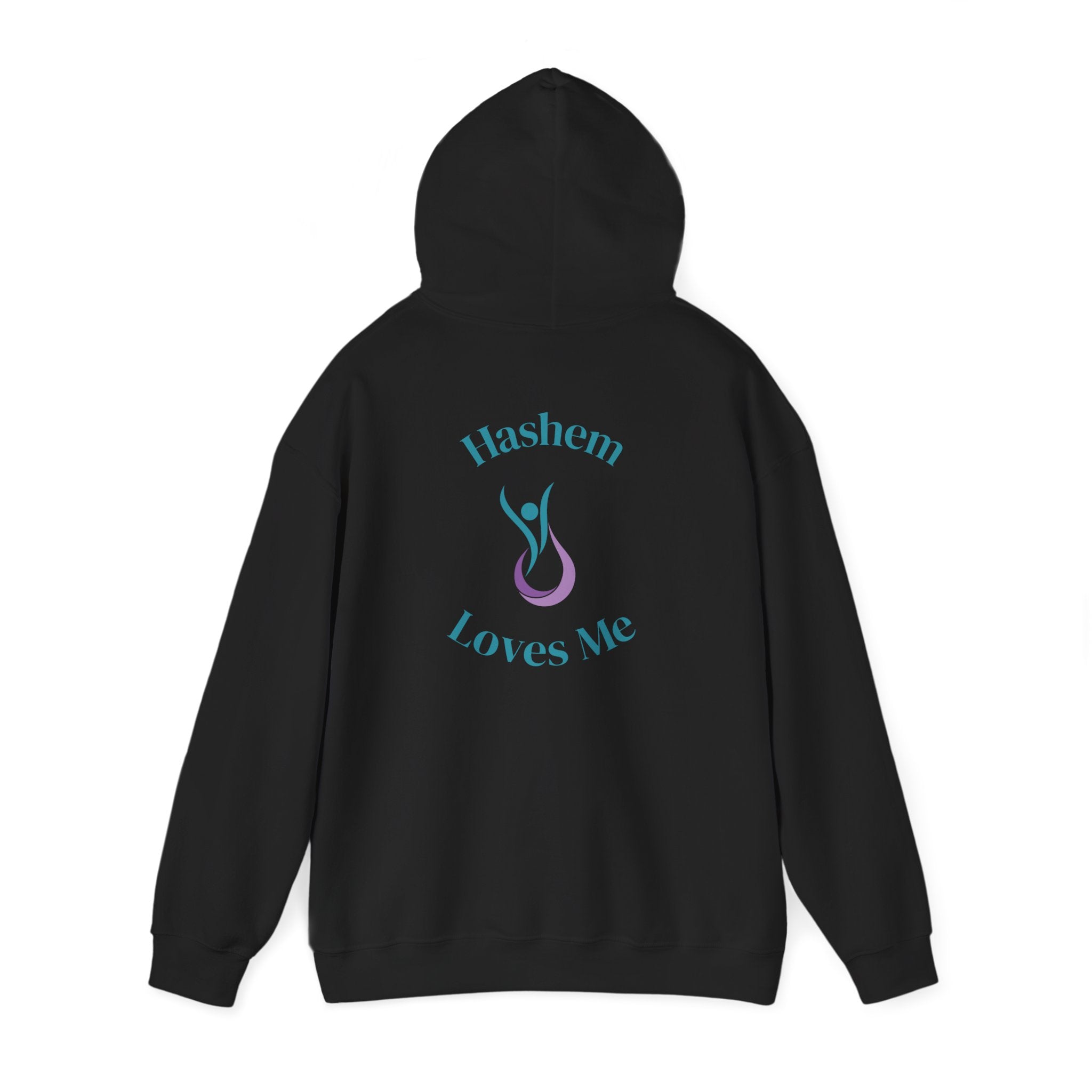 "Hashem Loves Me" Hoodie (Design on Back) — Spiritual Jewish Faith Pullover