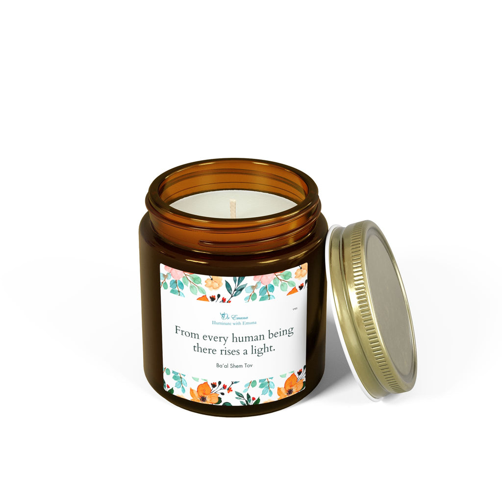 Scented Candle — Coconut Apricot Wax (4oz/9oz) | "From every human being there rises a light" Floral Jar