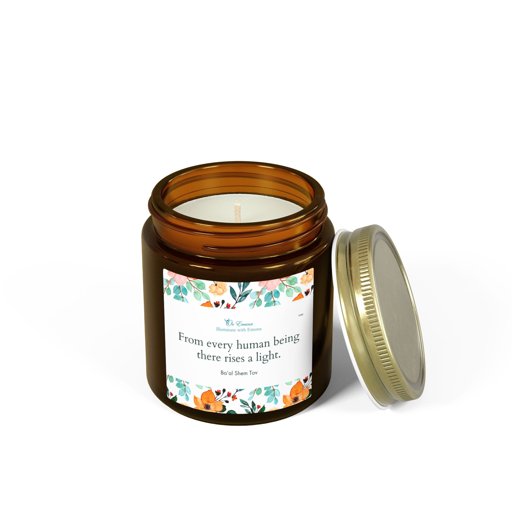 Scented Candle — Coconut Apricot Wax (4oz/9oz) | "From every human being there rises a light" Floral Jar