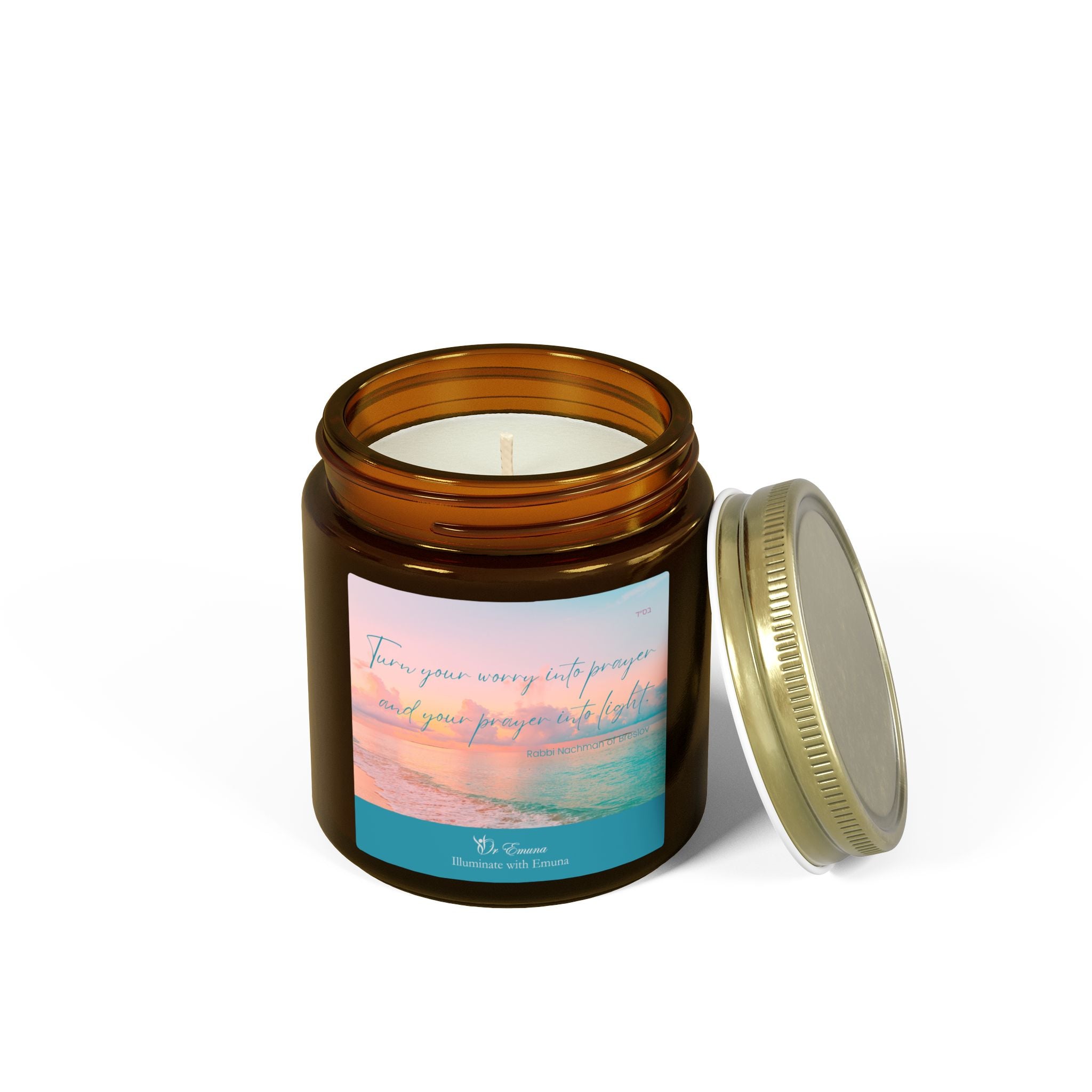Scented Candle — Coconut Apricot Wax (4oz/9oz) | "Turn Your Worry Into Prayer" Beach Jar