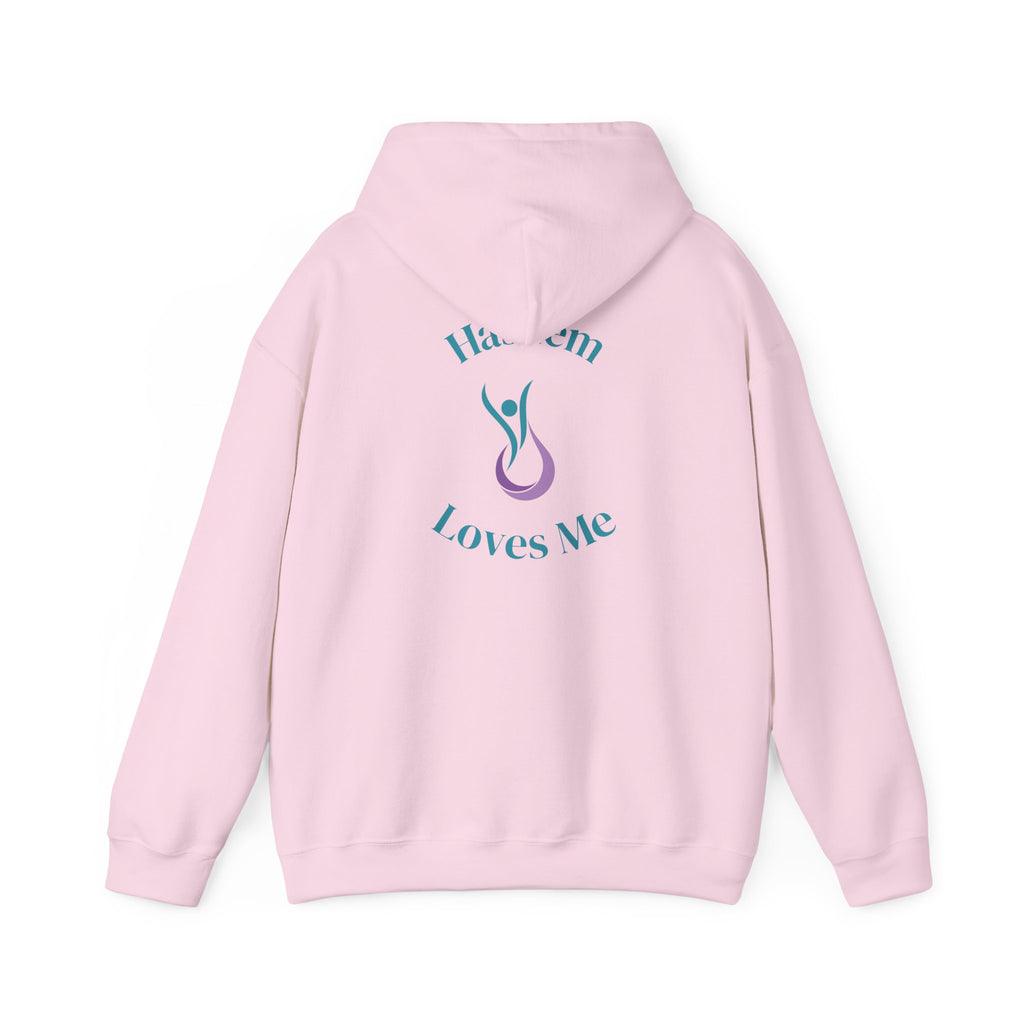 "Hashem Loves Me" Hoodie (Design on Back) — Spiritual Jewish Faith Pullover