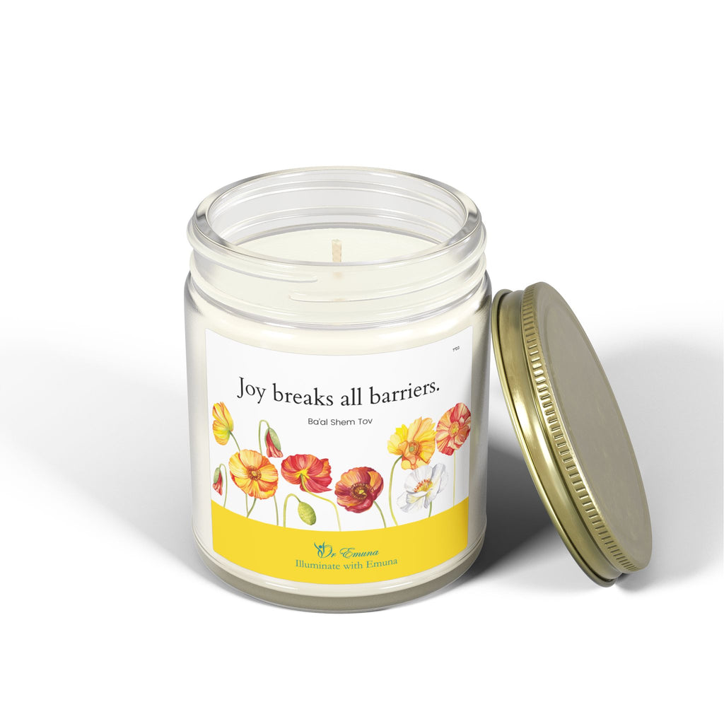 Scented Candle — Coconut Apricot Wax (4oz/9oz) | "Joy Breaks All Barriers" Floral Jar