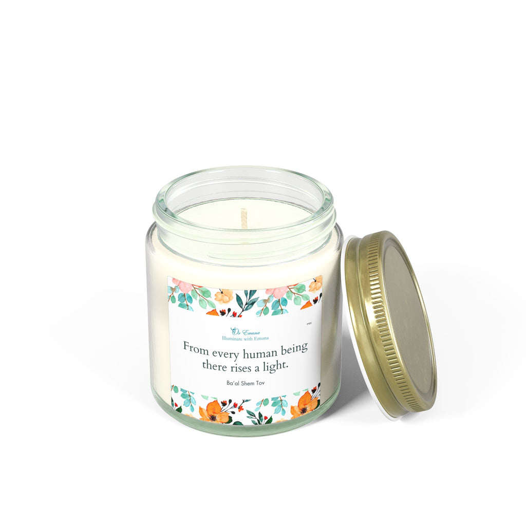 Scented Candle — Coconut Apricot Wax (4oz/9oz) | "From every human being there rises a light" Floral Jar