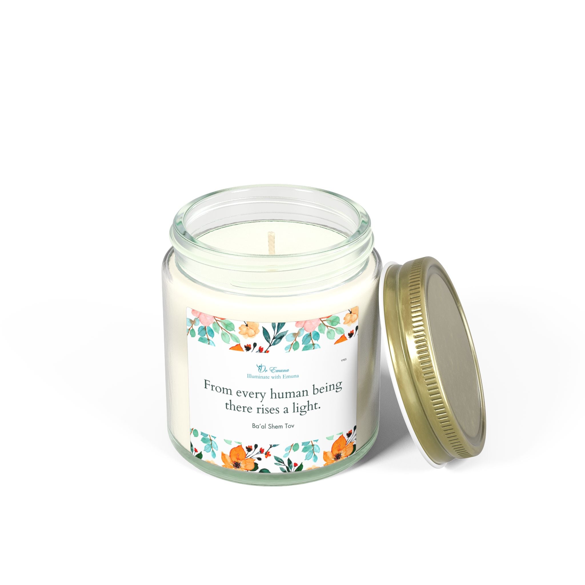Scented Candle — Coconut Apricot Wax (4oz/9oz) | "From every human being there rises a light" Floral Jar