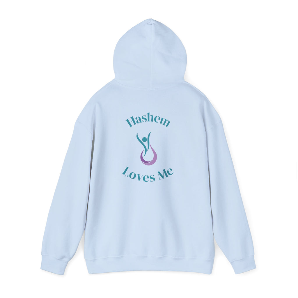 "Hashem Loves Me" Hoodie (Design on Back) — Spiritual Jewish Faith Pullover