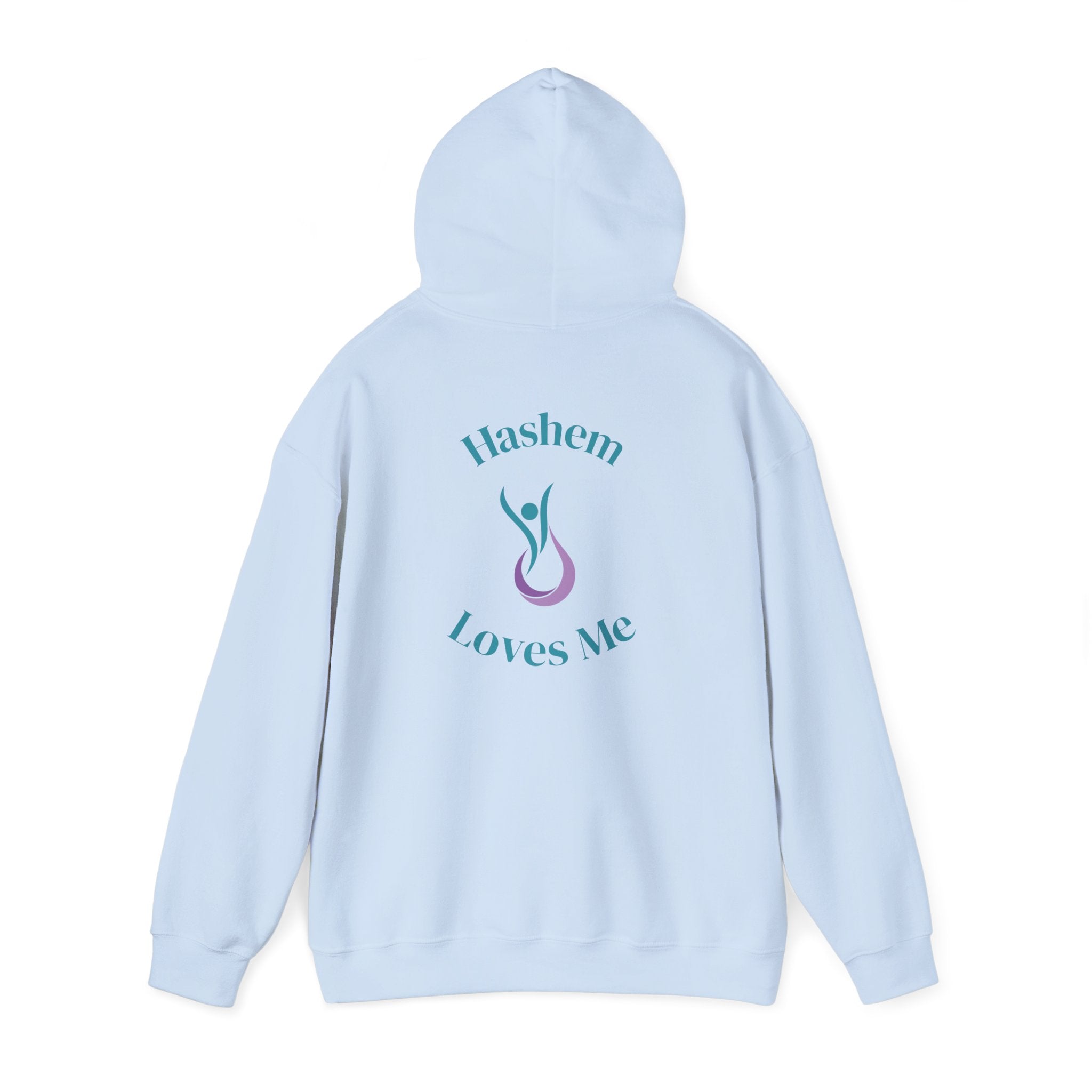 "Hashem Loves Me" Hoodie (Design on Back) — Spiritual Jewish Faith Pullover