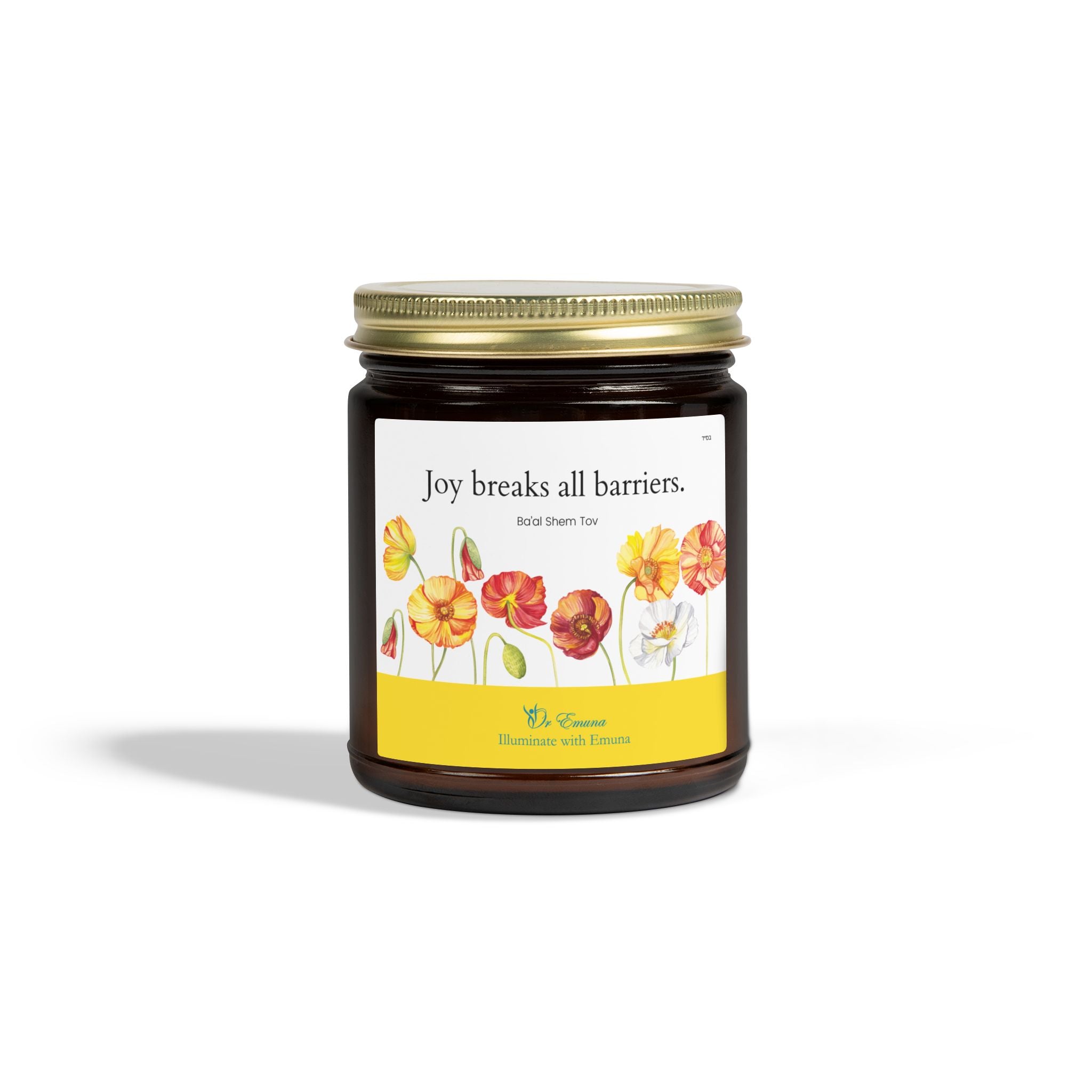 Scented Candle — Coconut Apricot Wax (4oz/9oz) | "Joy Breaks All Barriers" Floral Jar