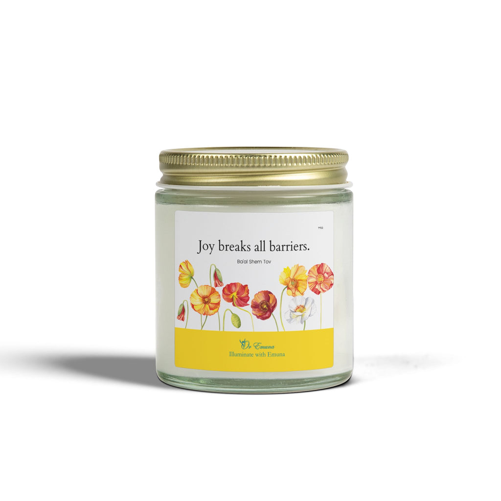 Scented Candle — Coconut Apricot Wax (4oz/9oz) | "Joy Breaks All Barriers" Floral Jar