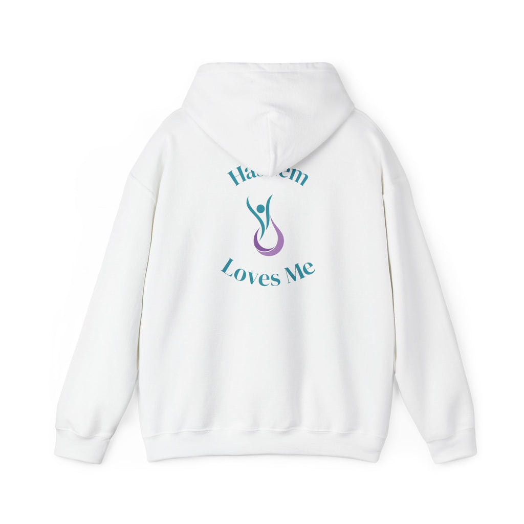 "Hashem Loves Me" Hoodie (Design on Back) — Spiritual Jewish Faith Pullover