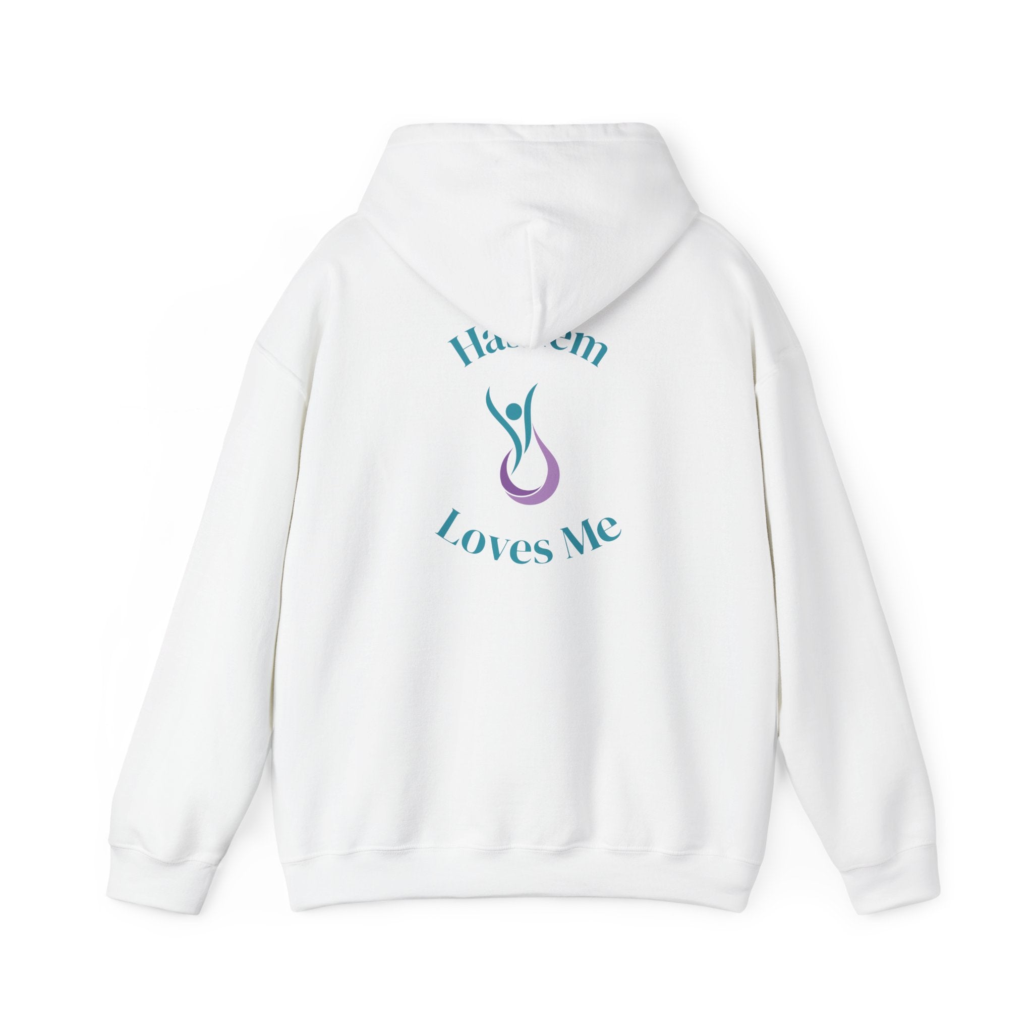 "Hashem Loves Me" Hoodie (Design on Back) — Spiritual Jewish Faith Pullover