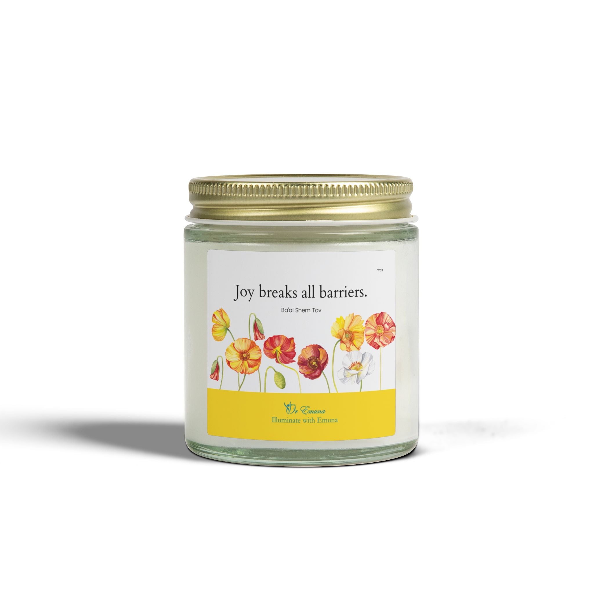 Scented Candle — Coconut Apricot Wax (4oz/9oz) | "Joy Breaks All Barriers" Floral Jar