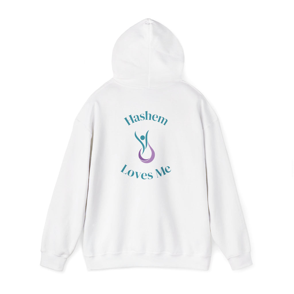 "Hashem Loves Me" Hoodie (Design on Back) — Spiritual Jewish Faith Pullover