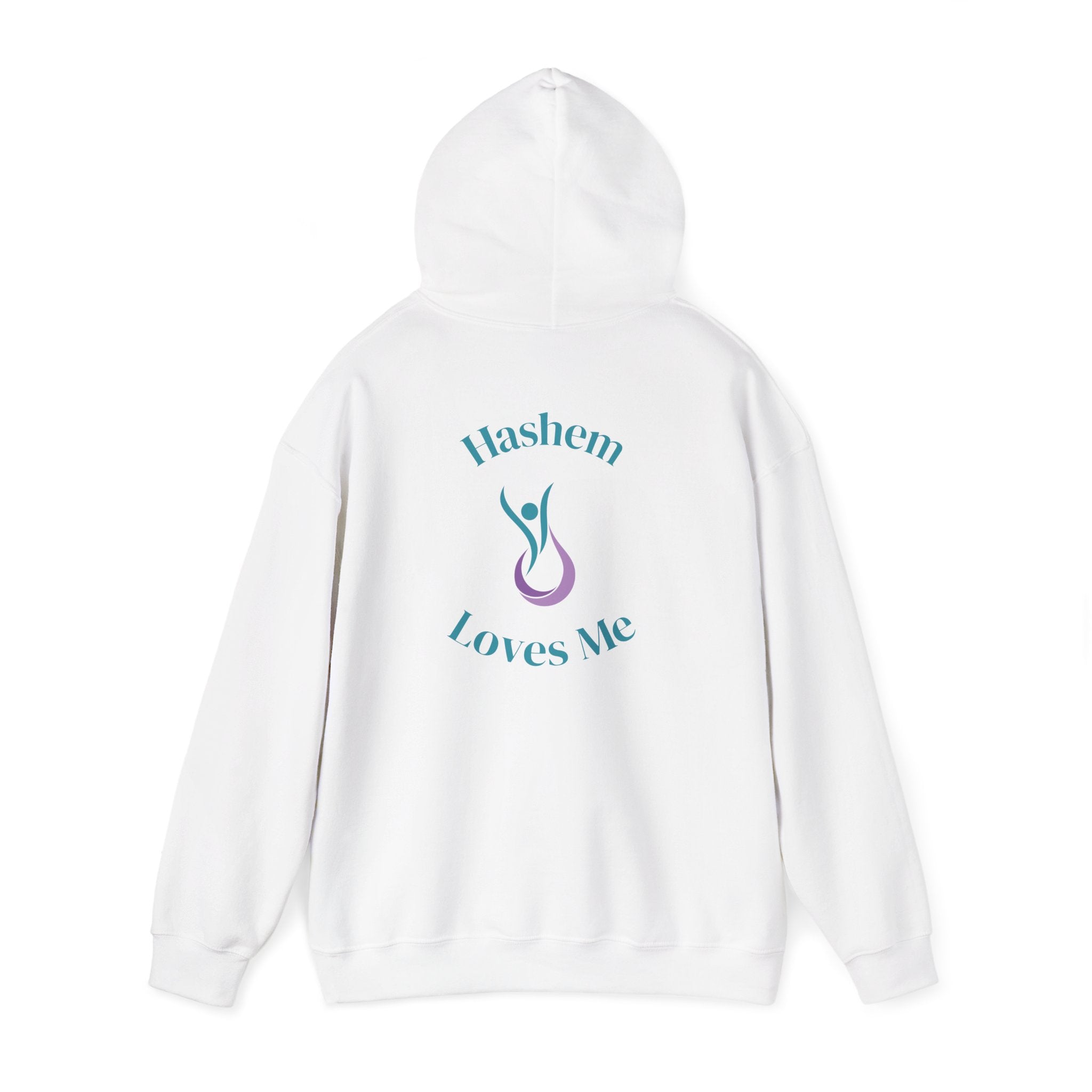 "Hashem Loves Me" Hoodie (Design on Back) — Spiritual Jewish Faith Pullover