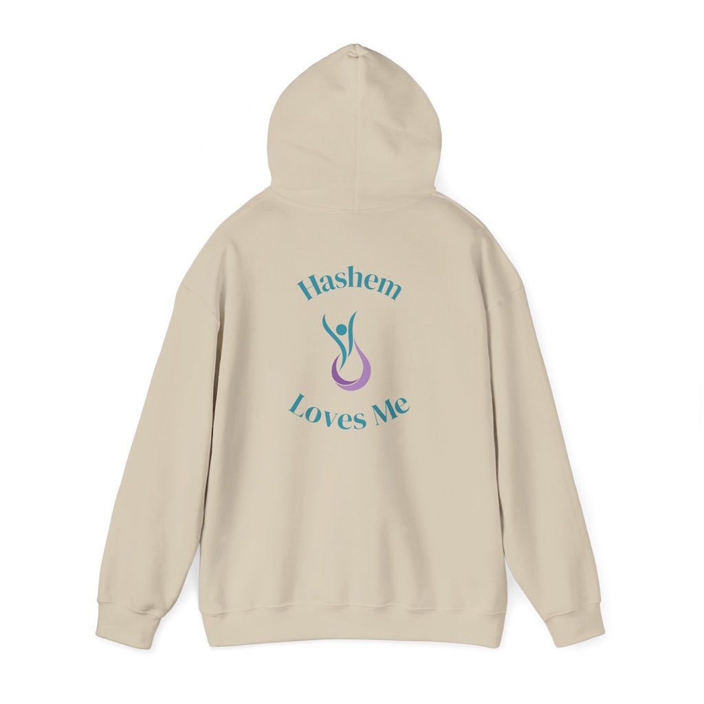 "Hashem Loves Me" Hoodie (Design on Back) — Spiritual Jewish Faith Pullover