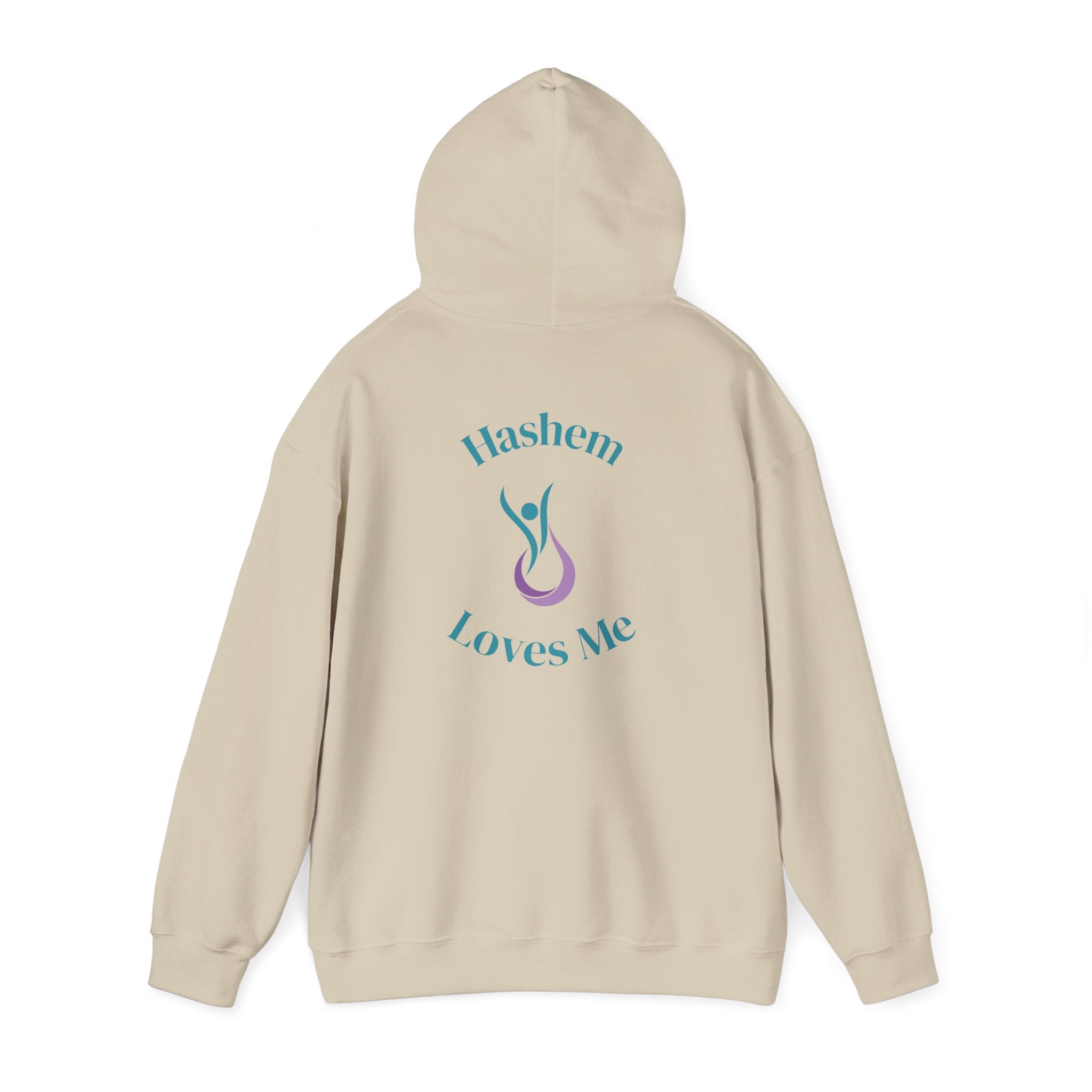 "Hashem Loves Me" Hoodie (Design on Back) — Spiritual Jewish Faith Pullover