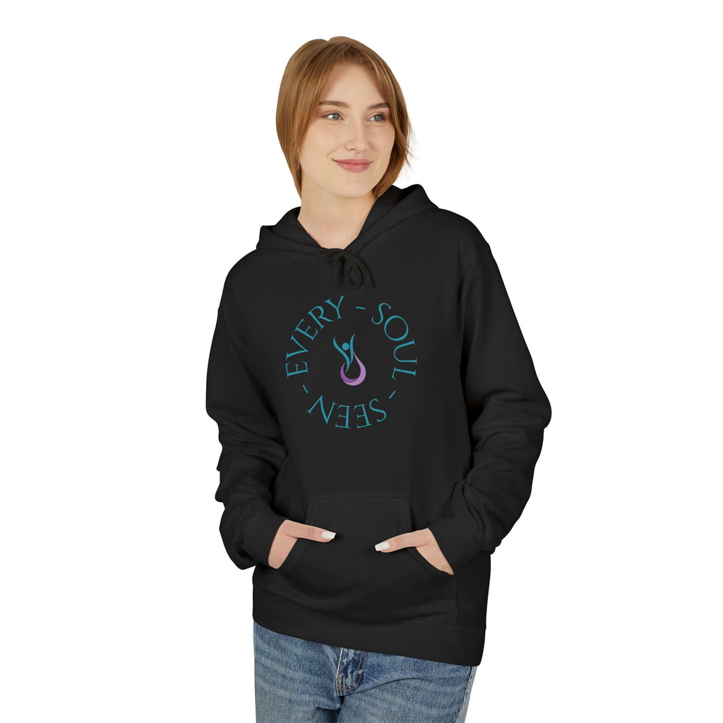 Every Soul Seen Hoodie (Design on Front) — Minimal Spiritual Comfort Hoodie
