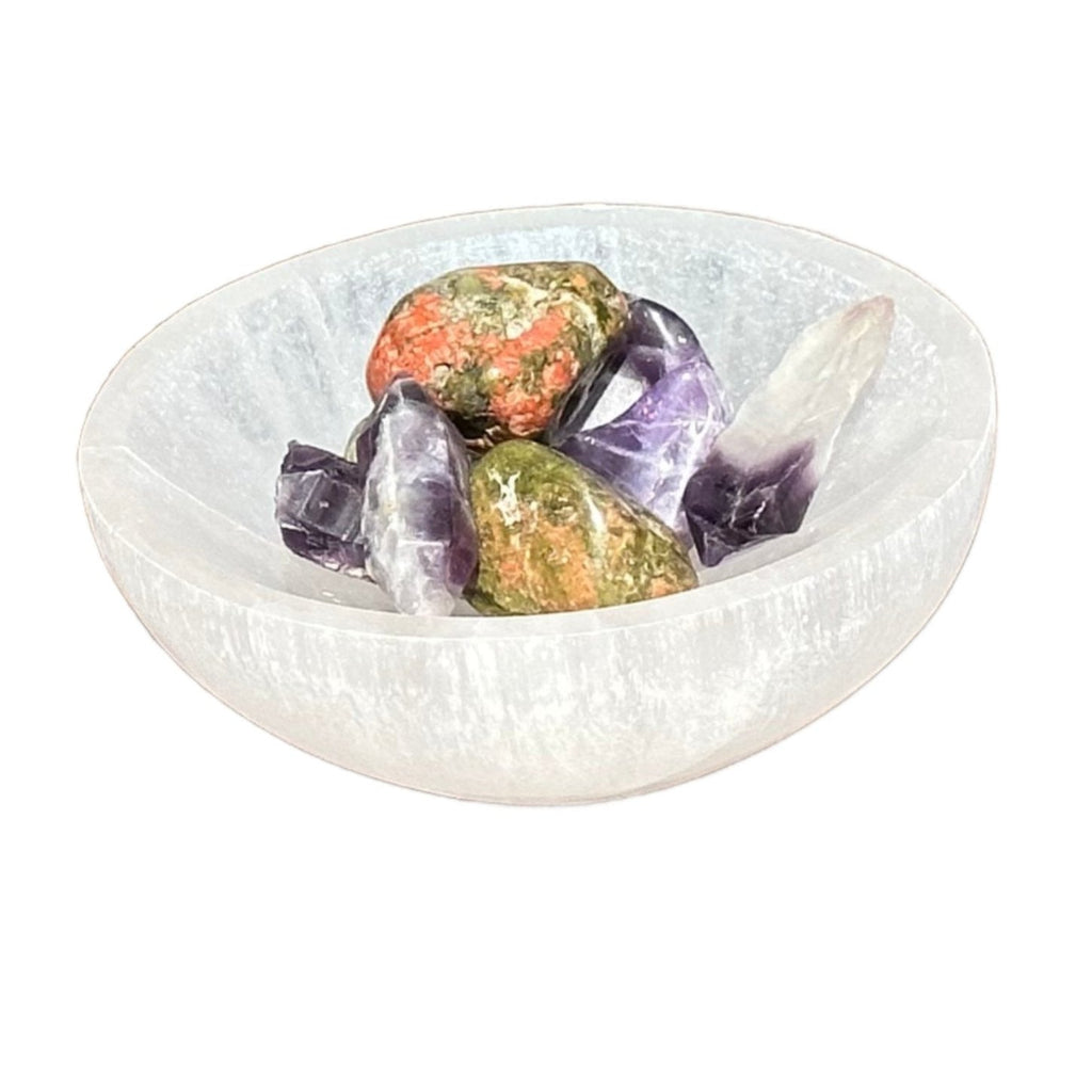 Selenite Round Bowl 4" 